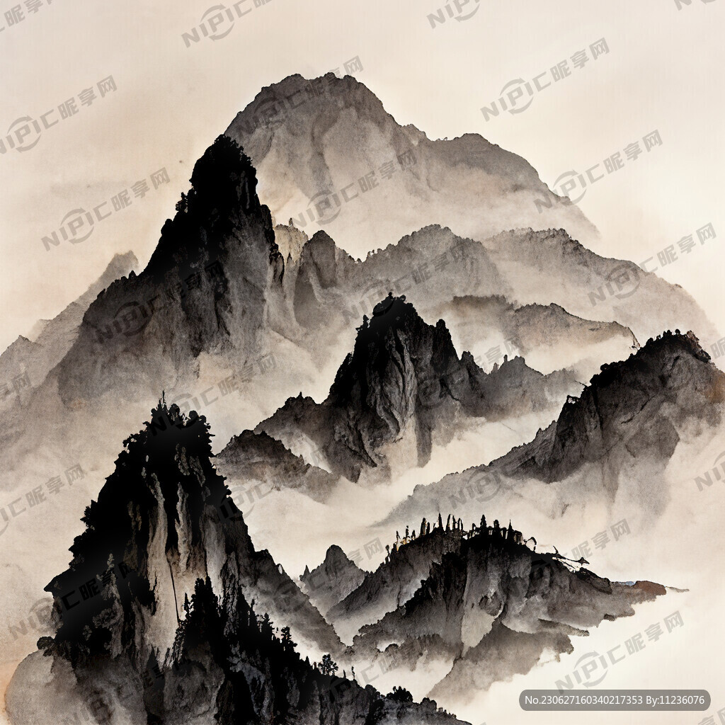 山谷 中国风 中国画 山水