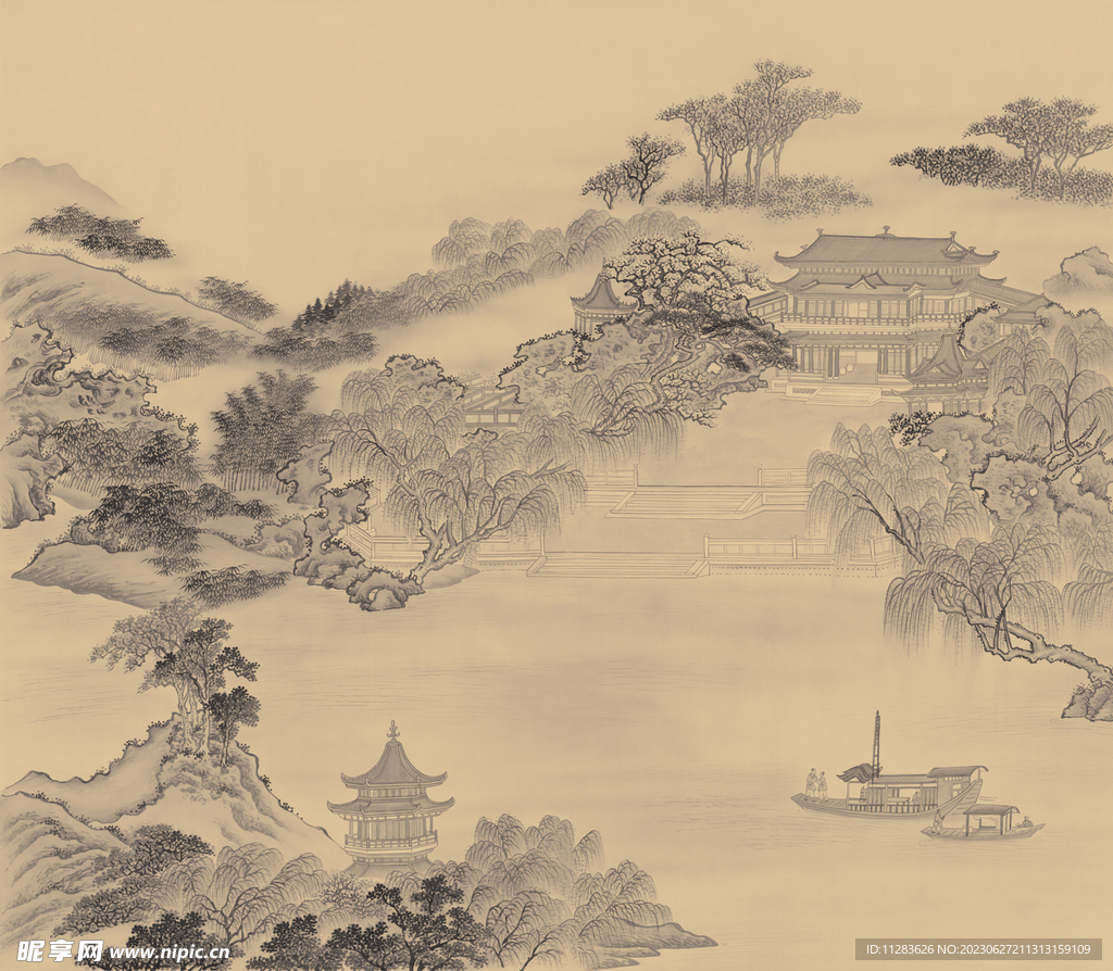 国画山水背景