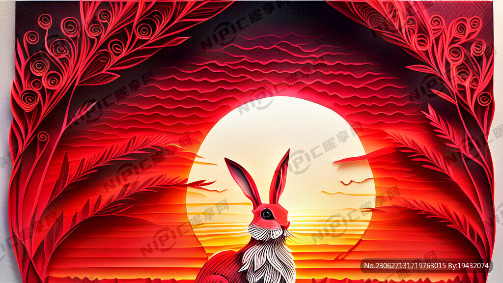 衍纸艺术 卡能 可爱兔子 太阳