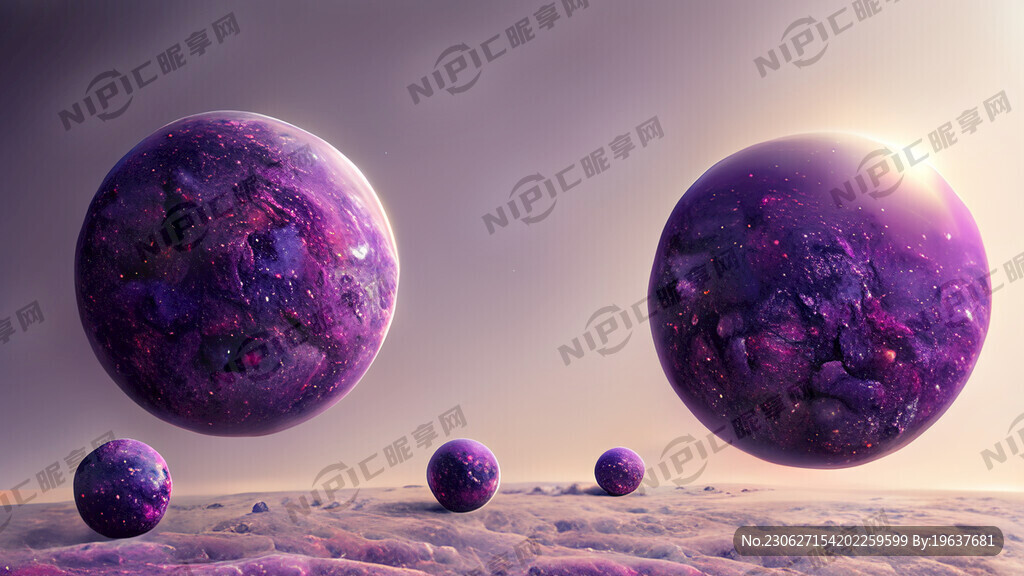 紫色星空大小行星排列