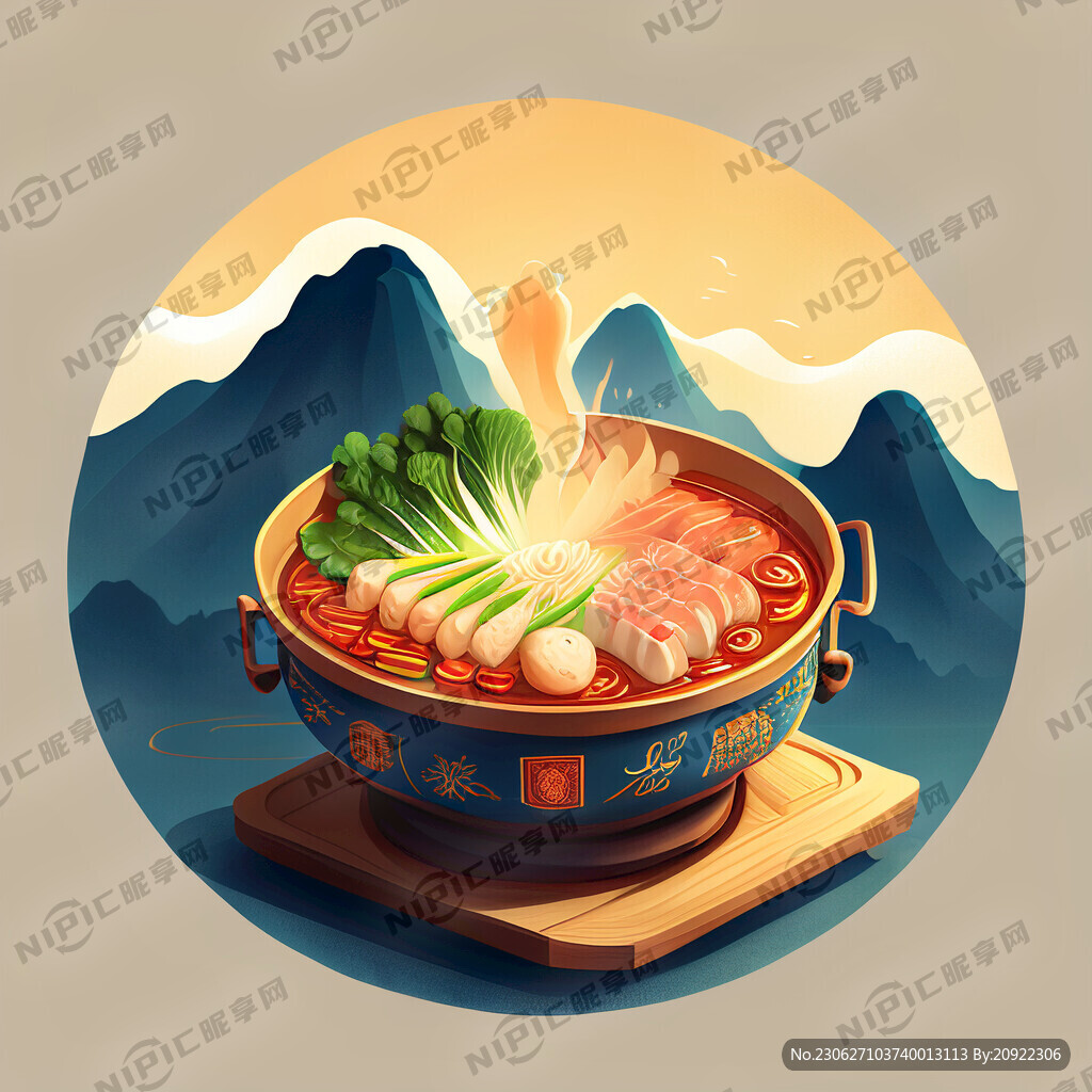 火锅 中国风 插画 重庆元素