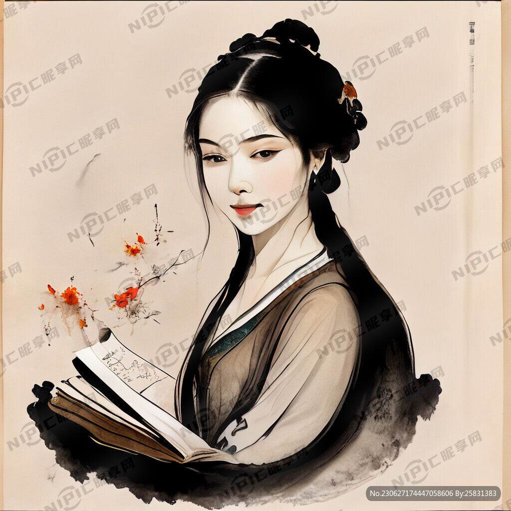 古代美女 中国风 中国画 写意