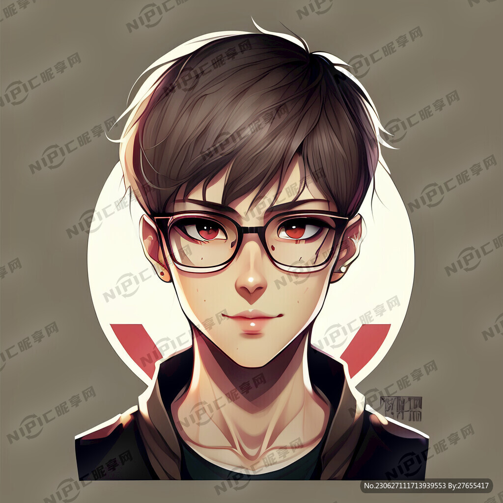 正脸 短发 带眼镜 动漫版