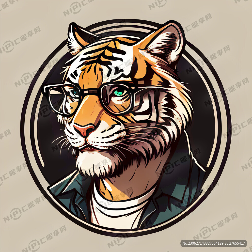 半人半虎 正脸 带眼镜 男性