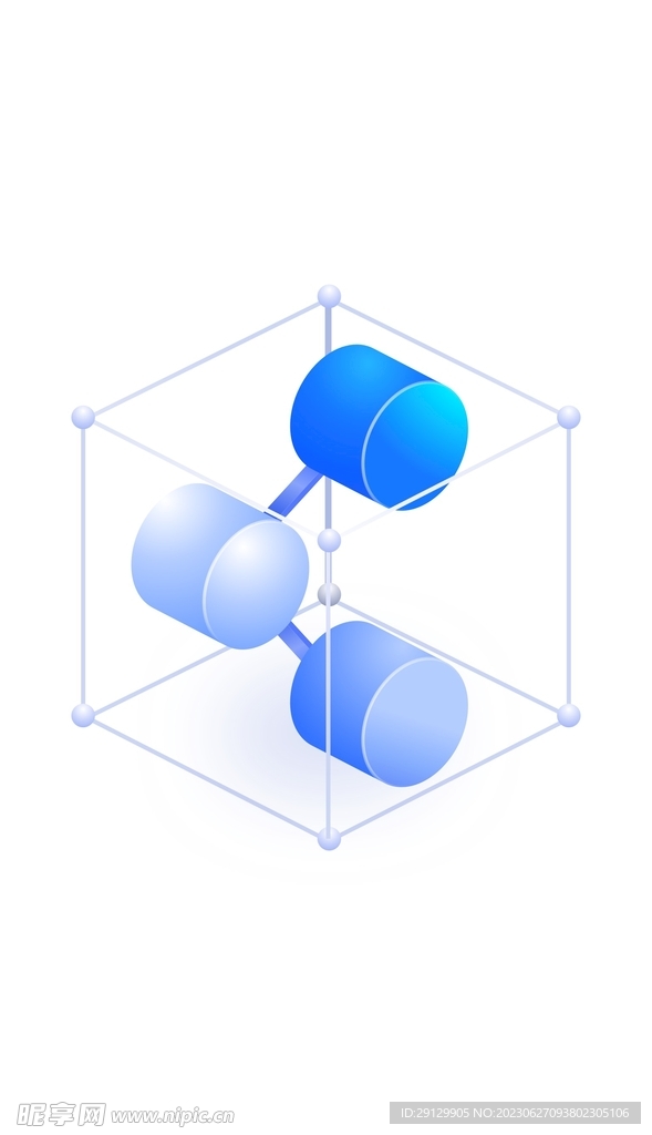 蓝色底座3D立体大数据粒子图标