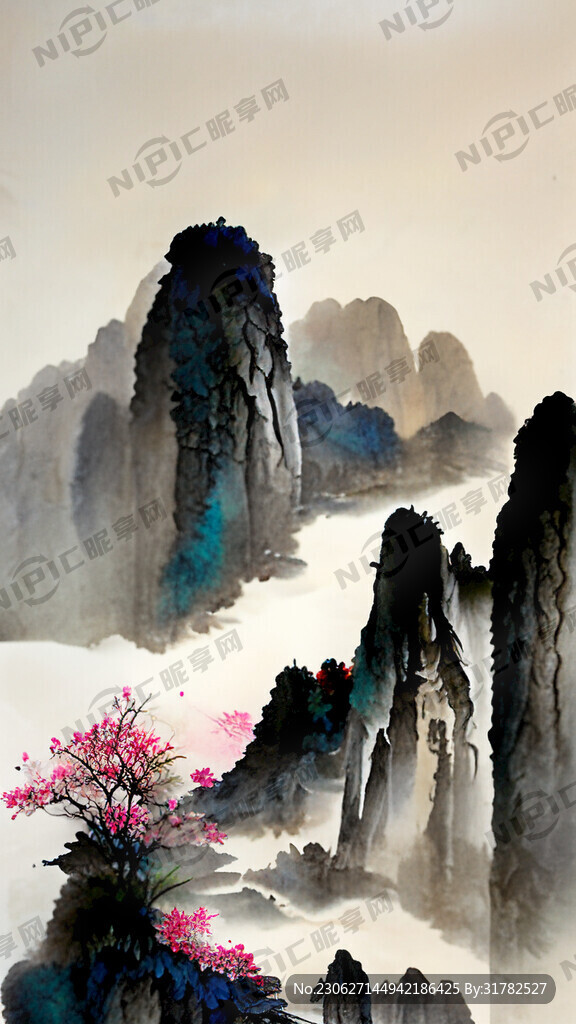 美丽的中式风景 超高清 桃花树