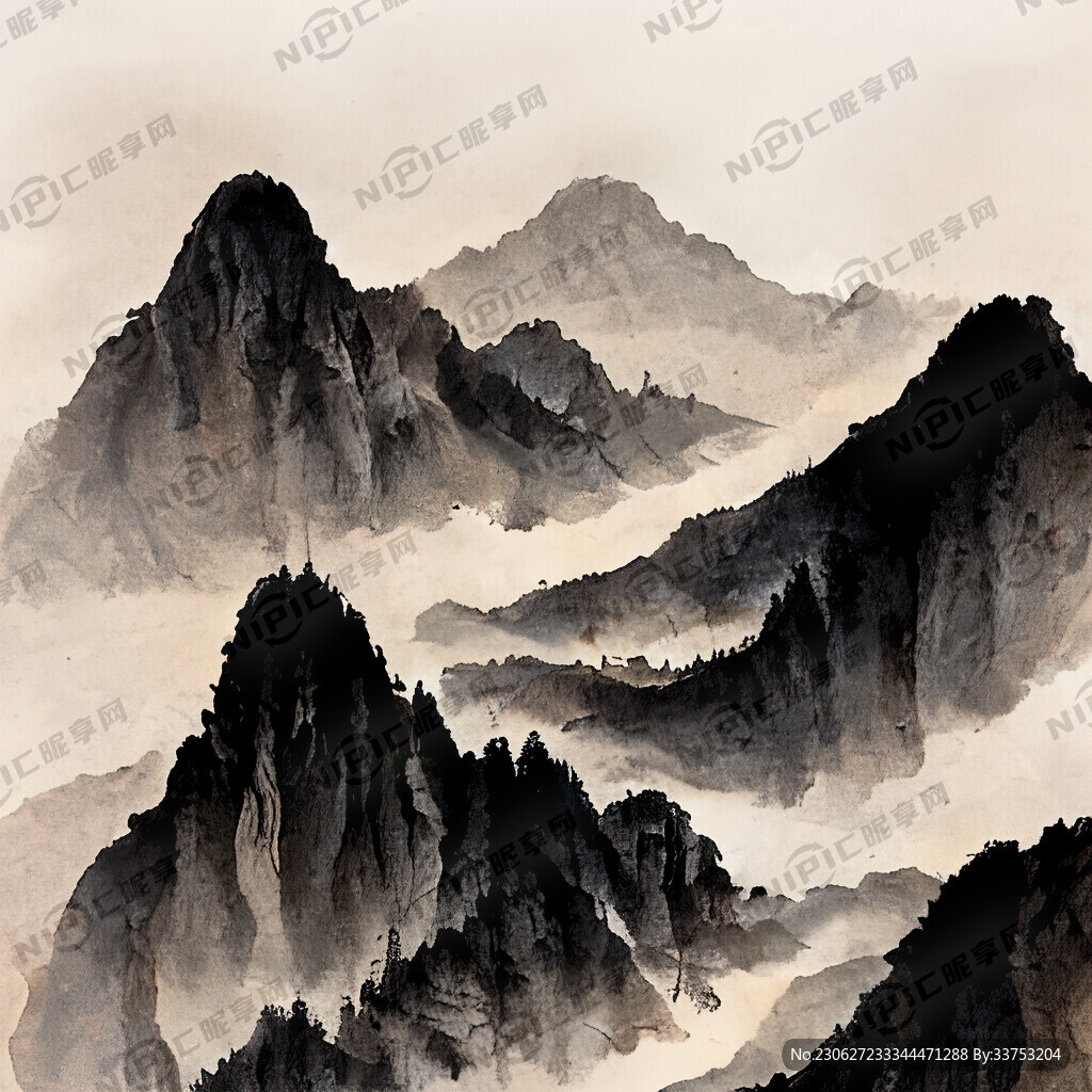 山谷 中国风 中国画 山水