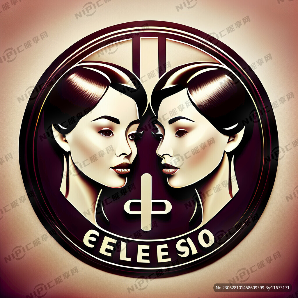 美容院标志 用淑静美初个字