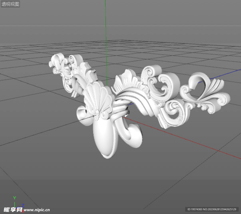  C4D模型 欧式雕花 