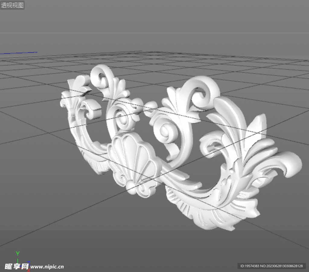  C4D模型 欧式雕花 