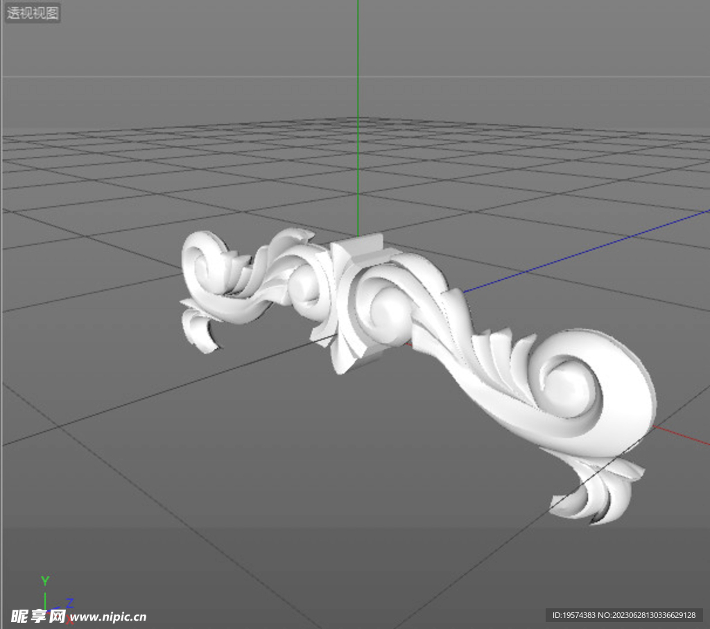  C4D模型 欧式雕花 