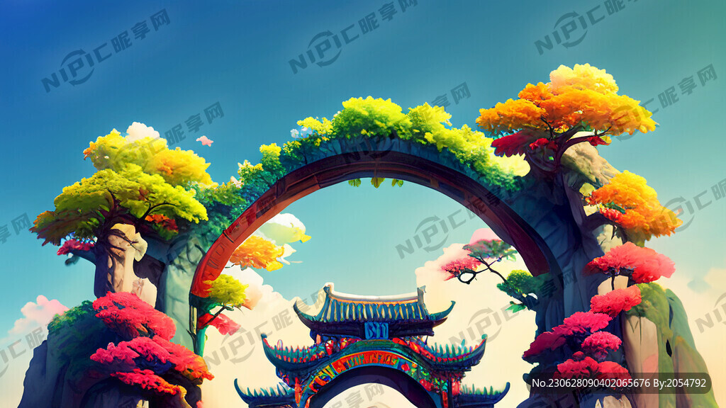 七彩夏日龙门架