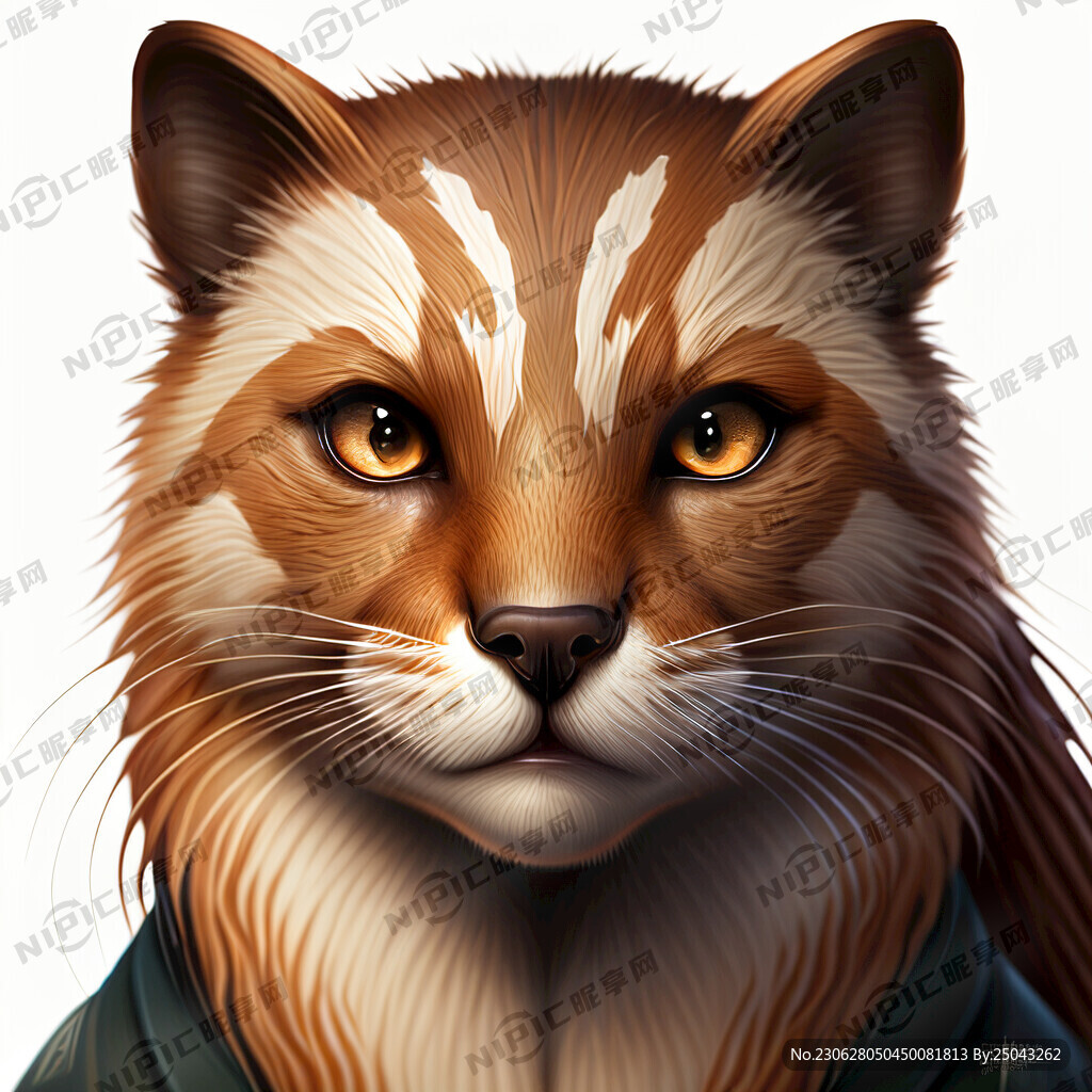 雌性狸猫正脸白背景