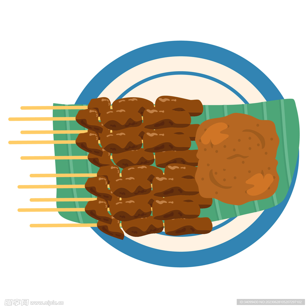 卡通串烧烧烤插画