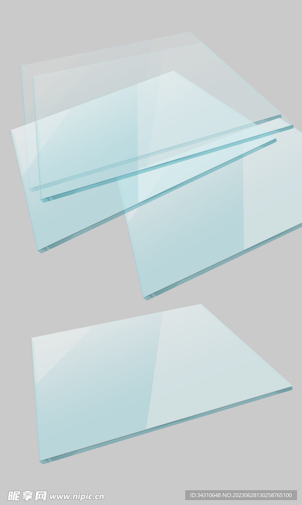 空白方形透明玻璃元素
