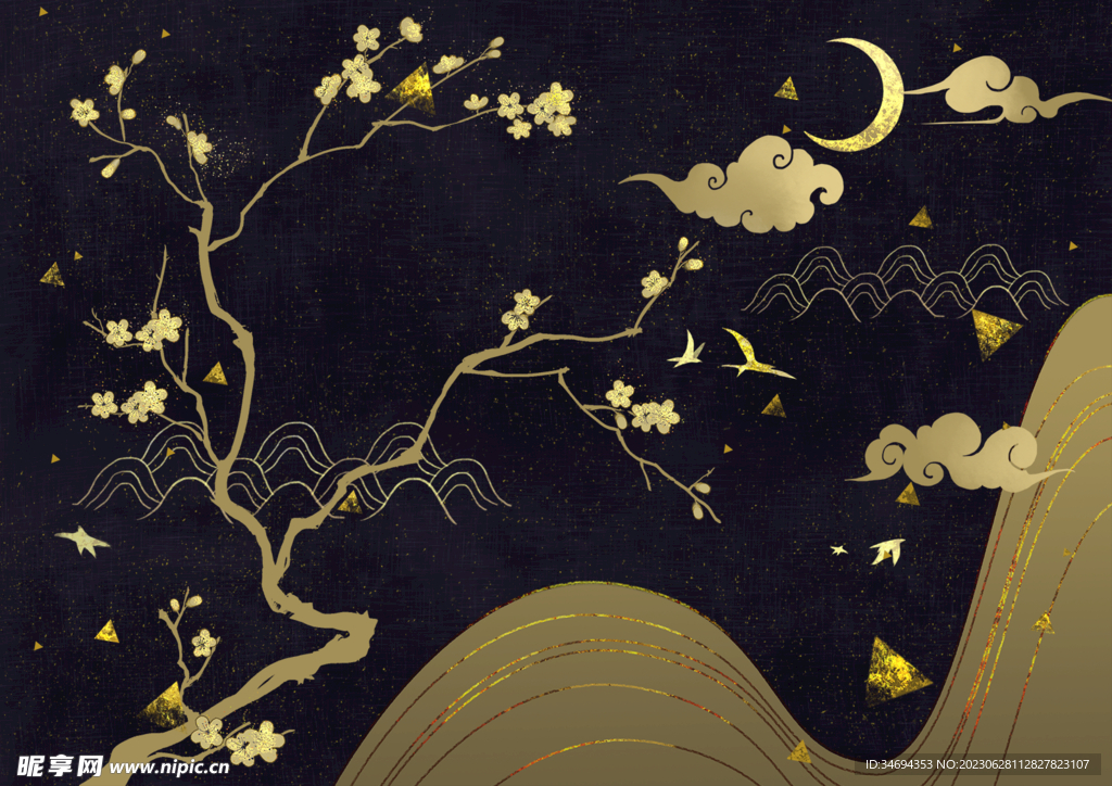 花树枝壁画 