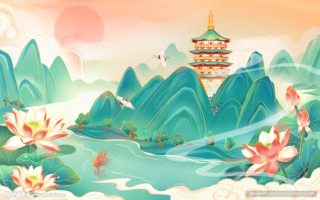 国潮风背景 
