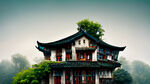 中国风的照片，江南古建筑，要有绿色植物，要有江南的美感，图片最好接近于真实，和照片一样最好
