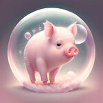 小猪，粉粉嫩嫩，透明水晶，梦幻泡泡，艺术创想