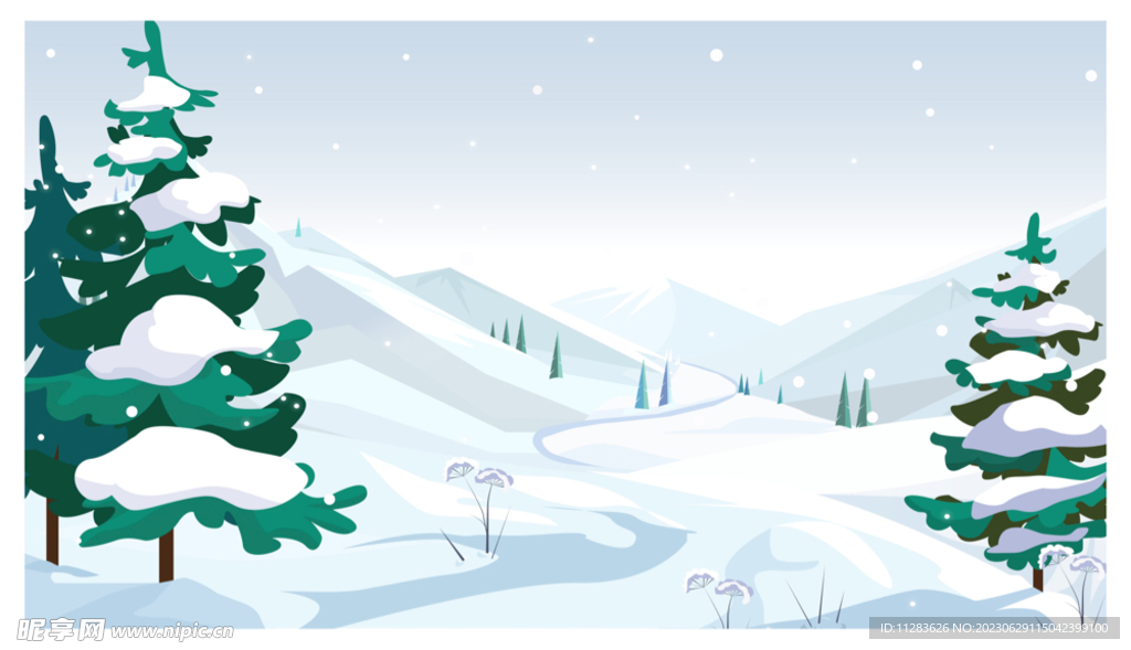 雪地雪景插画