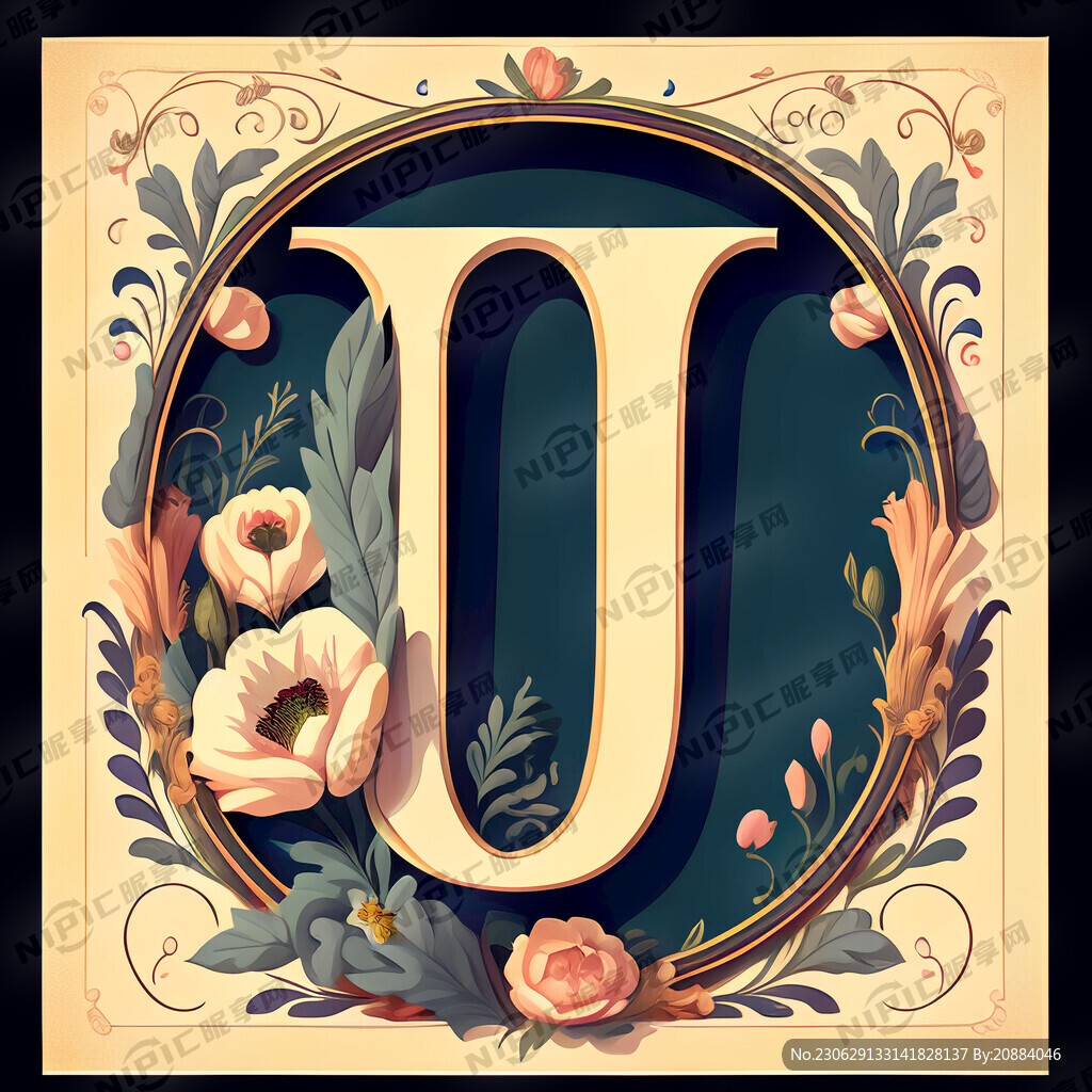 欧式 字母 花框 复古 运动