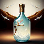 酒瓶设计，透明白酒瓶，敦煌飞天鹿，高清，中国风。