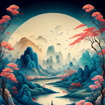 梦幻唯美新中式风景，超高清，细节刻画，沐浴在花瓣里满天花瓣，飘渺电影般环境，明亮清晰