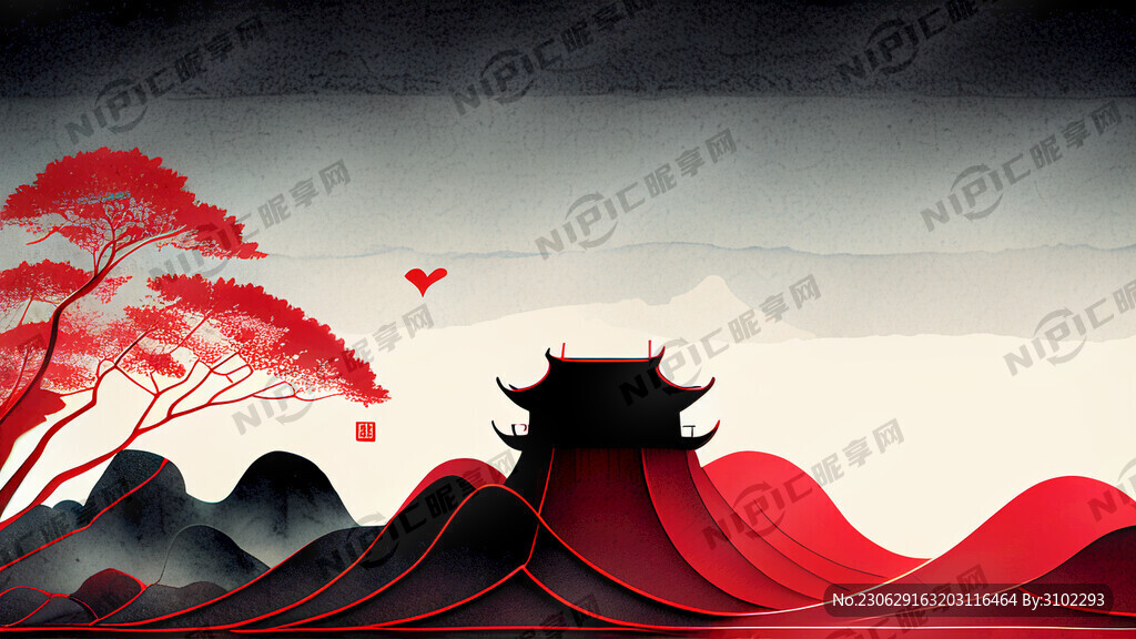 简洁红色线条背景
