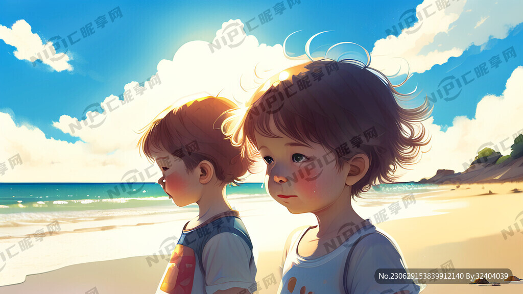阳光明亮 天空晴朗 儿童插画