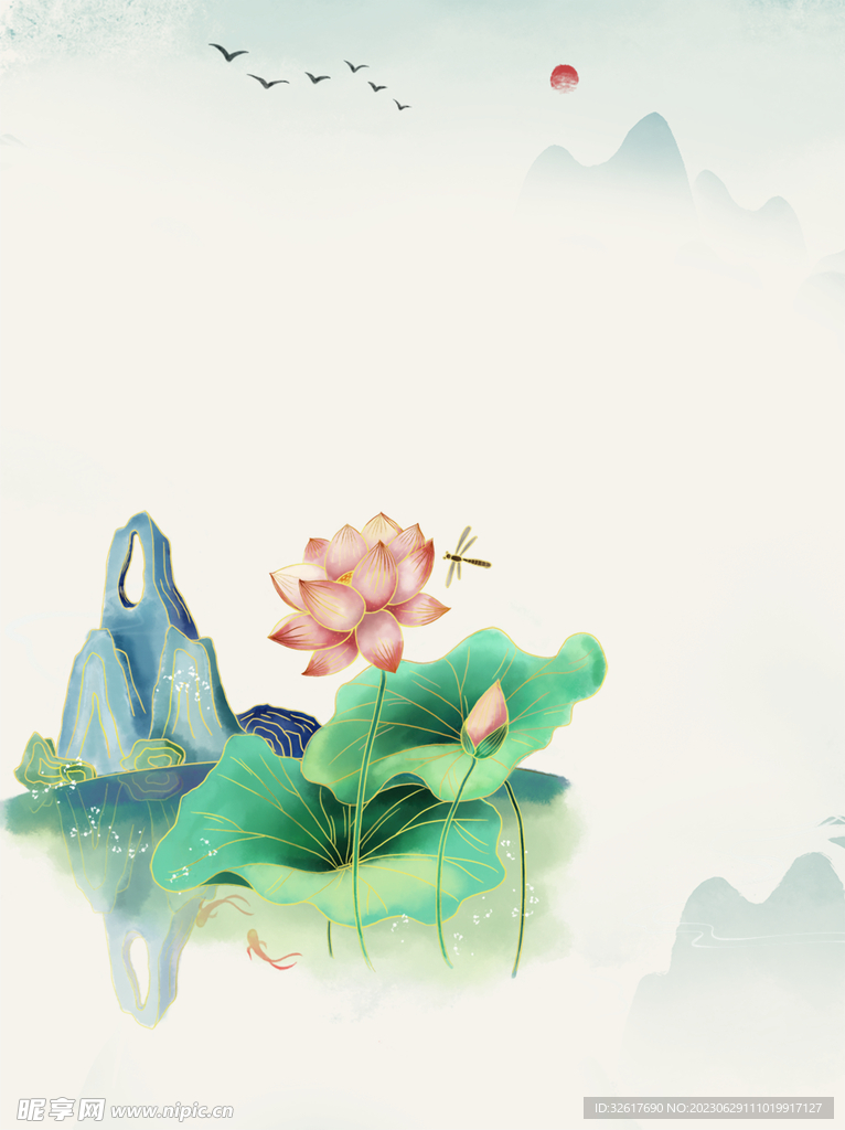 古风莲花背景