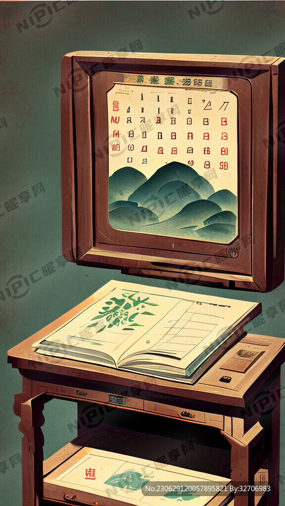 中国九十年代桌面立放着的旧台历