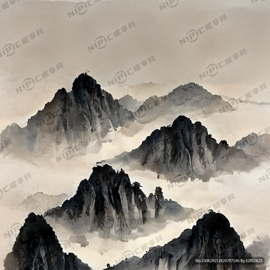 山谷 中国风 中国画 山水