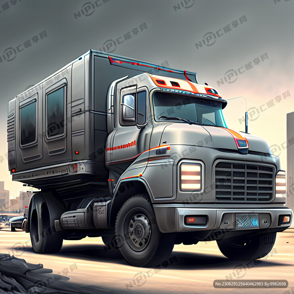 皮卡房车 威猛 丰富细节 灰色