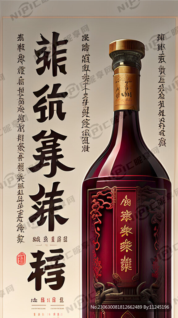 红酒瓶标有制造酒古建筑物和厂家