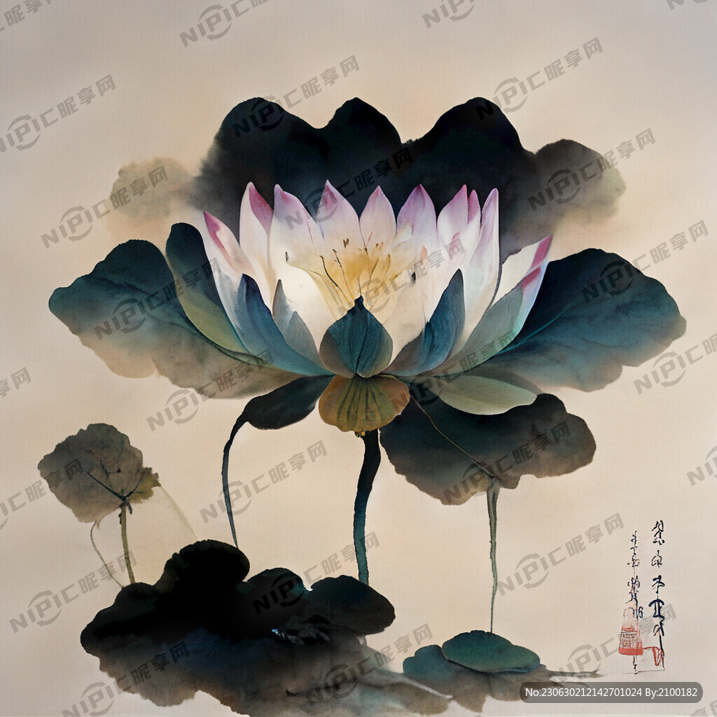 荷花 中国风 中国画