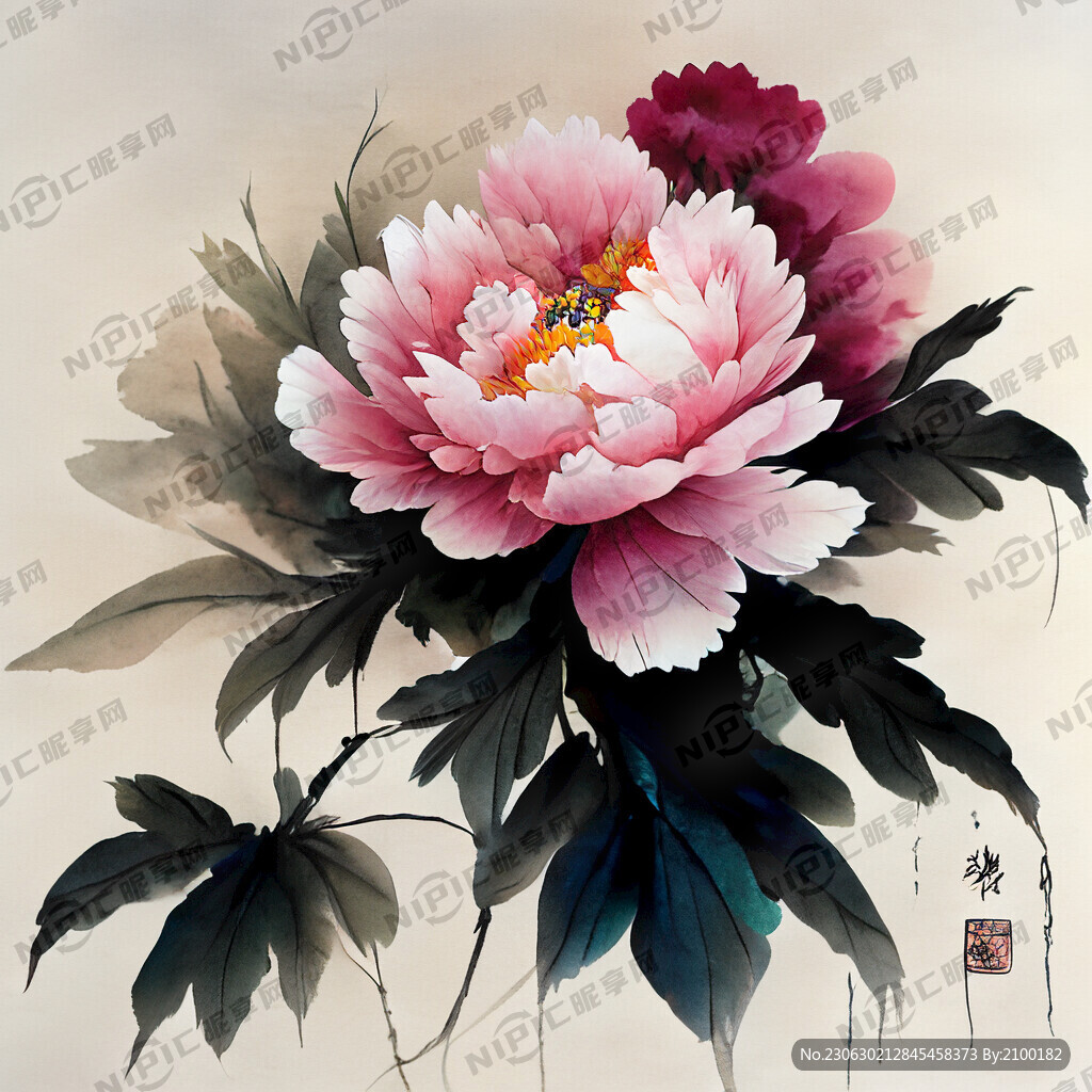 牡丹花 中国风 中国画
