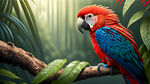 热带雨林红蓝鹦鹉