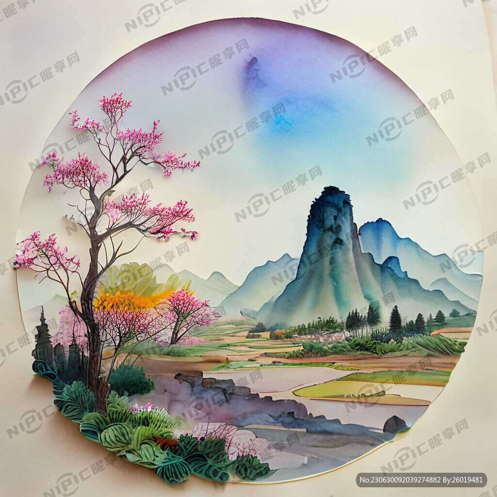 春天景色 衍纸画 硬核机械