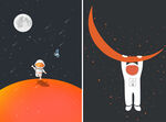 卡通装饰画 宇航员 星球