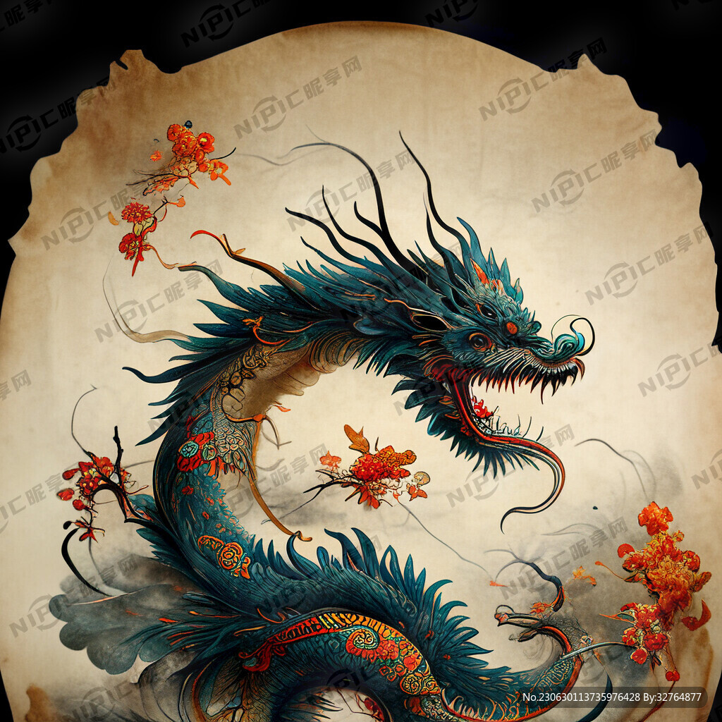 龙 国潮风 细节刻画