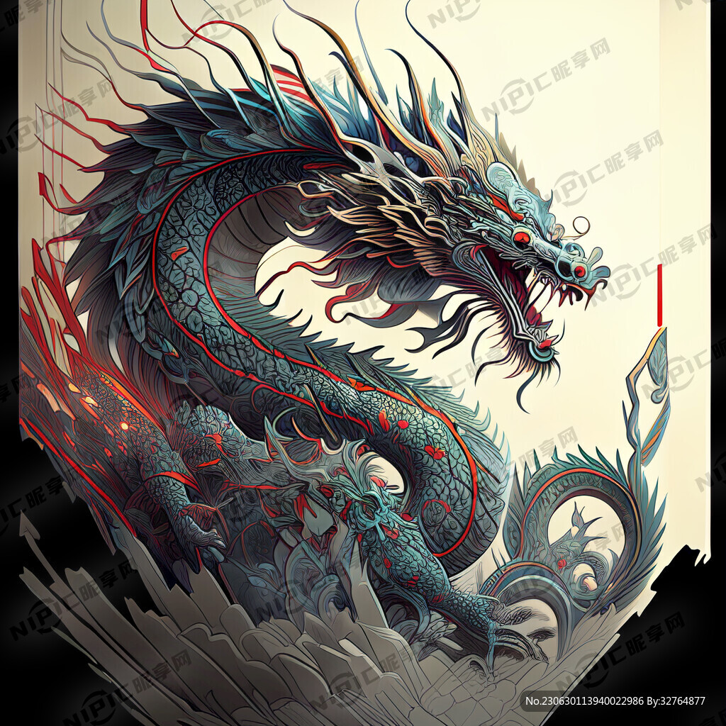 龙 赛博 细节刻画 线条突出