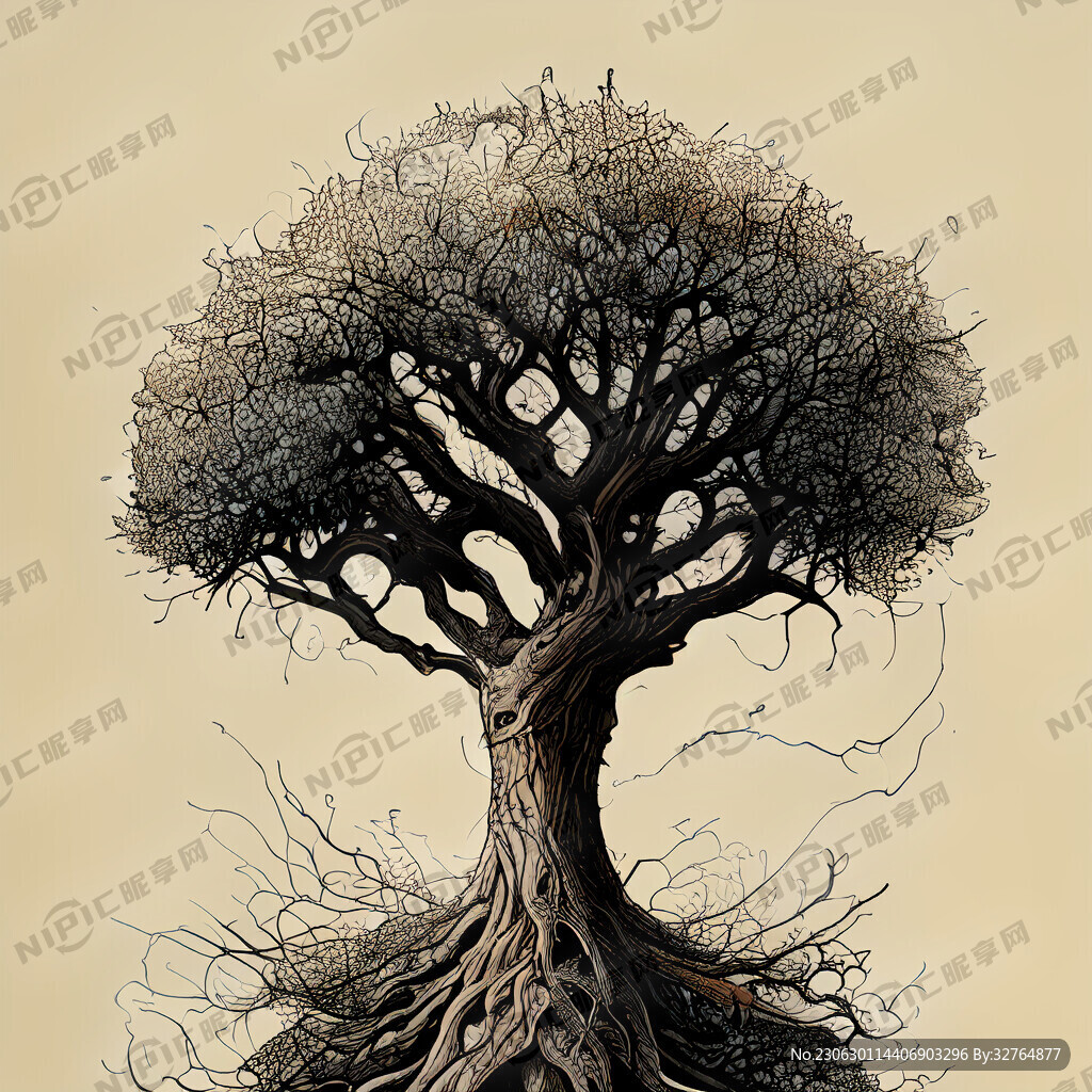 古树 细节刻画 线条突出