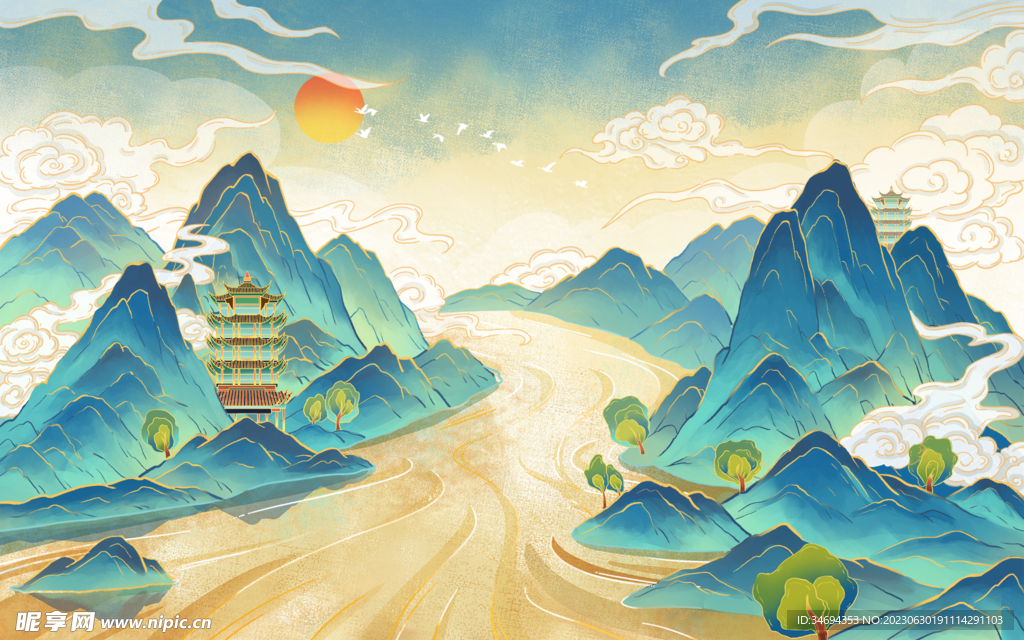 国潮山水画