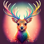 鹿，色彩斑斓，可爱，插画