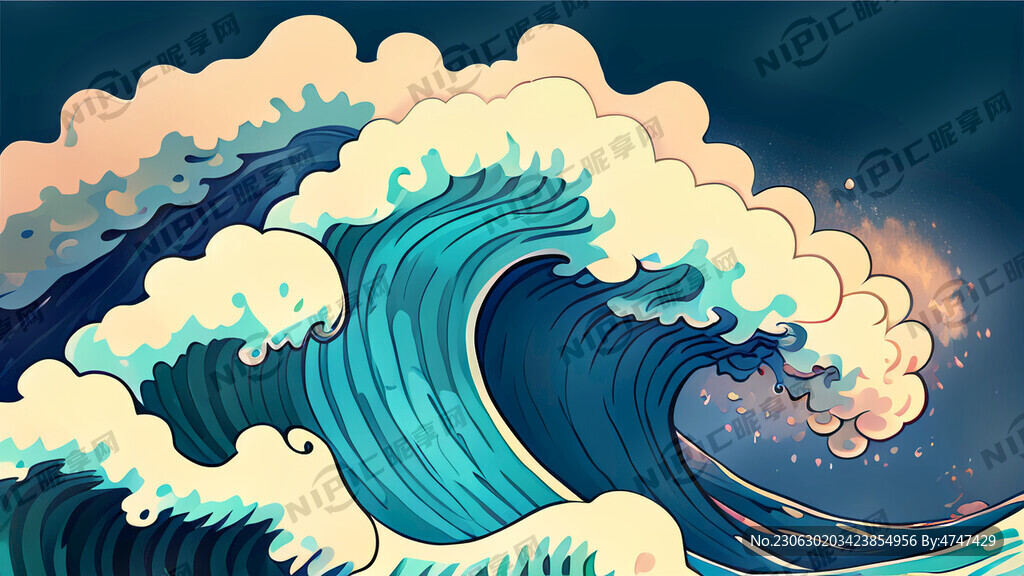 卡通海浪