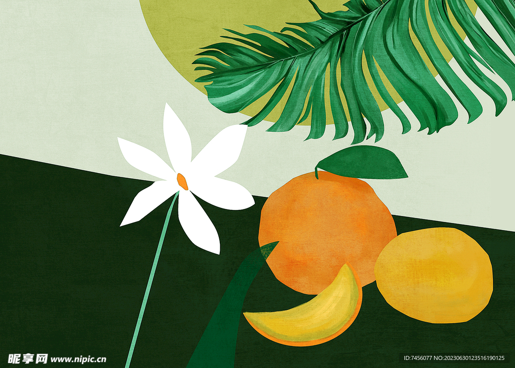 柠檬水果树叶花卉挂画装饰画
