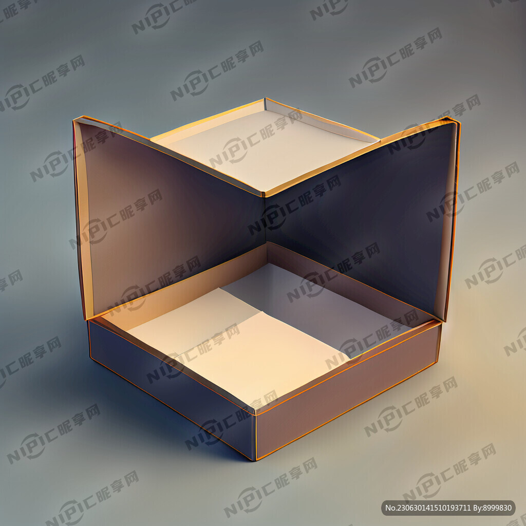 打开的长方形盒子俯视条盒