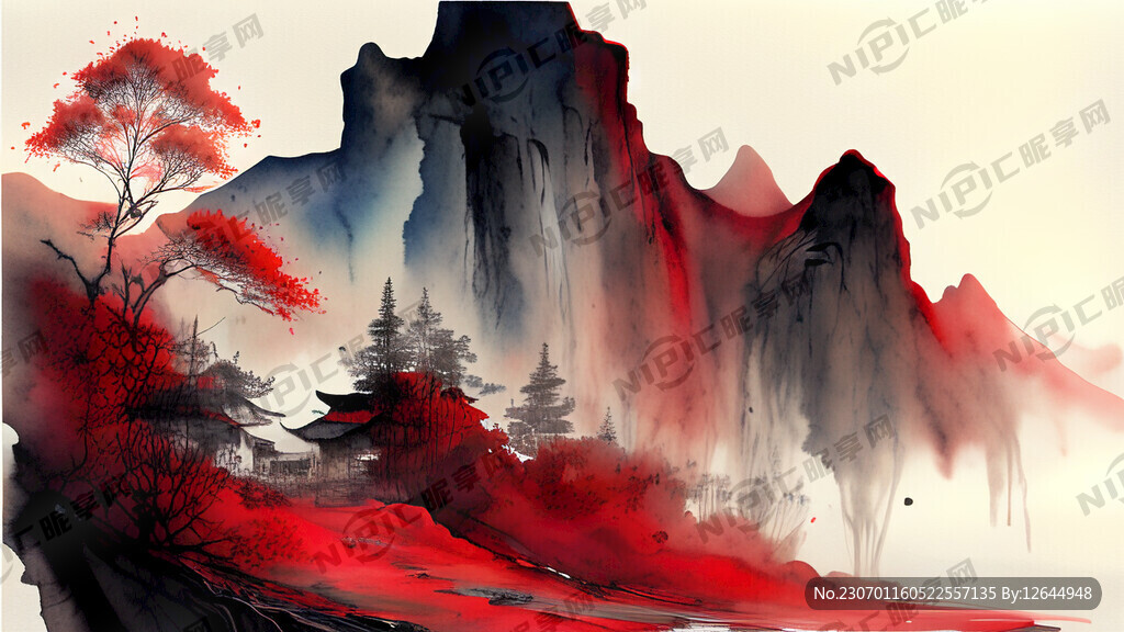 国潮风格 红绸布