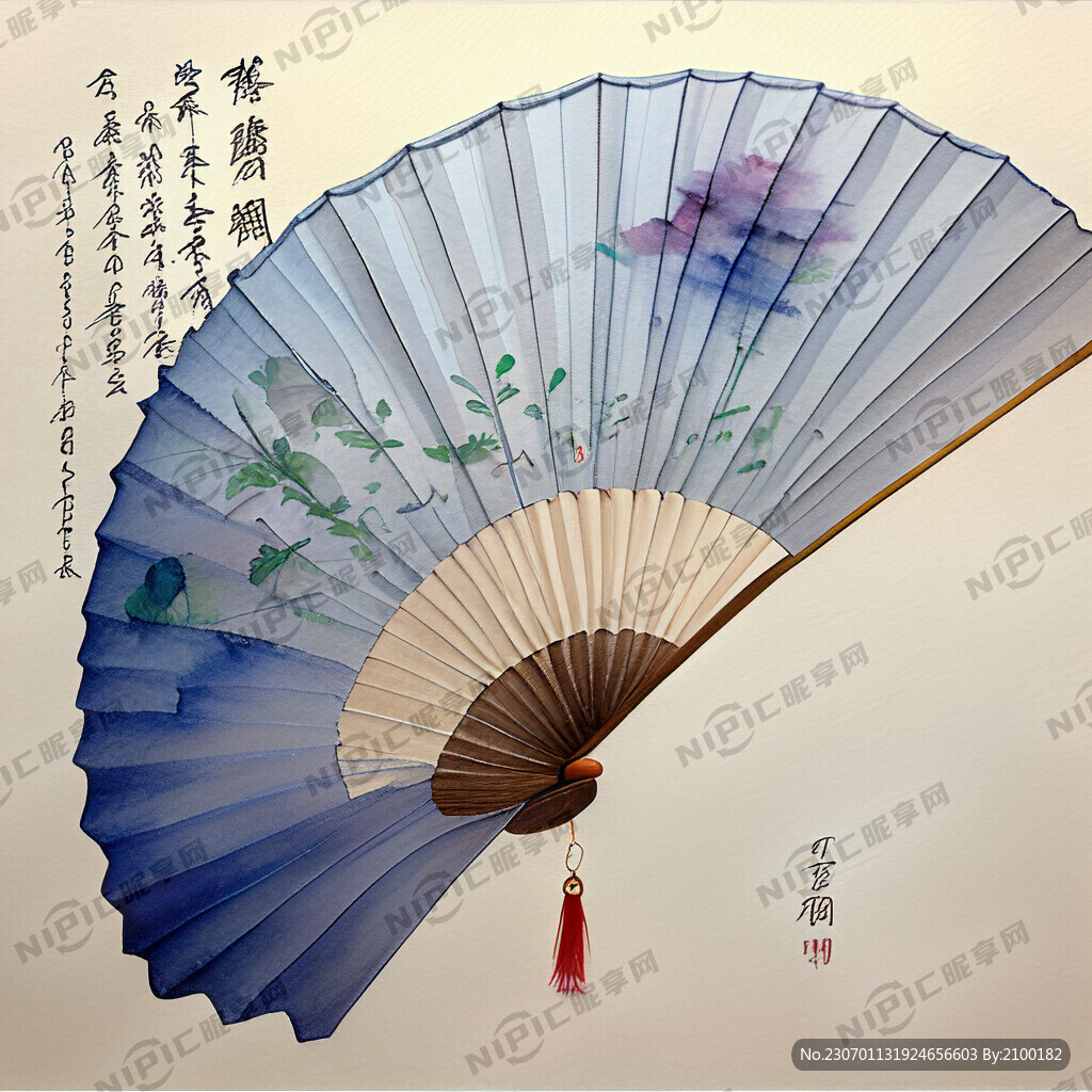 折扇流苏 中国风 中国画