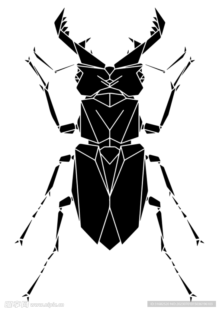 一只大角甲虫矢量图标